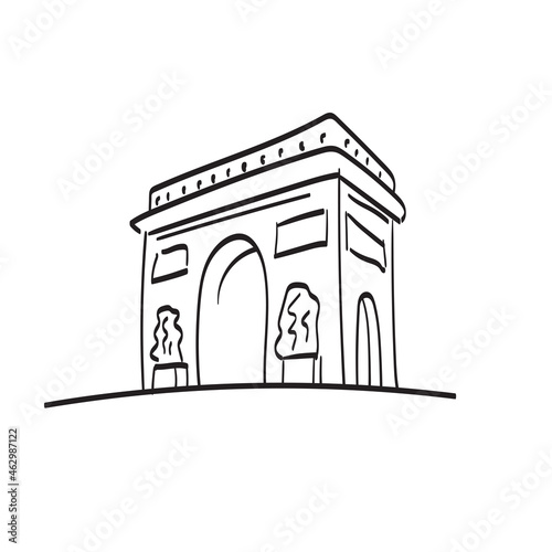 Arc de Triomphe illustration vector isolated on white background line art