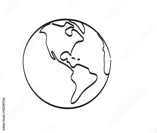 line art america planet earth illustration vector isolated on white background