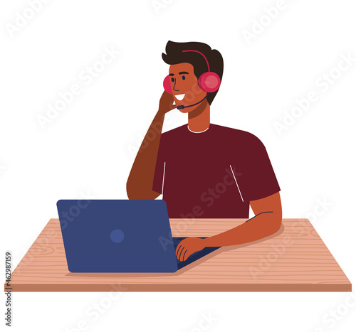 support agent with laptop