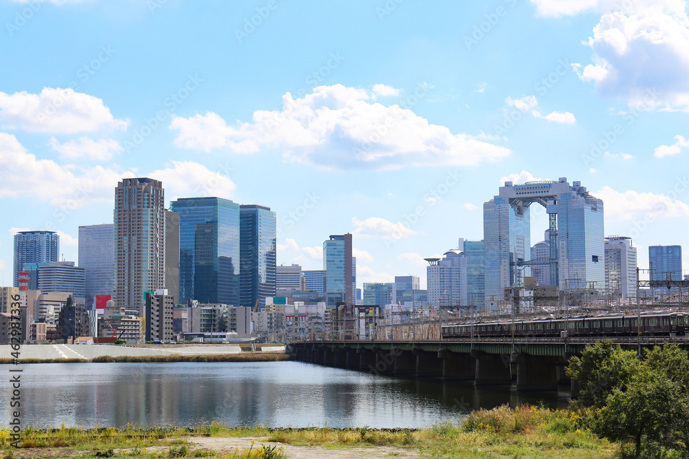 大阪 十三から眺めた梅田の都市景観 2021.10