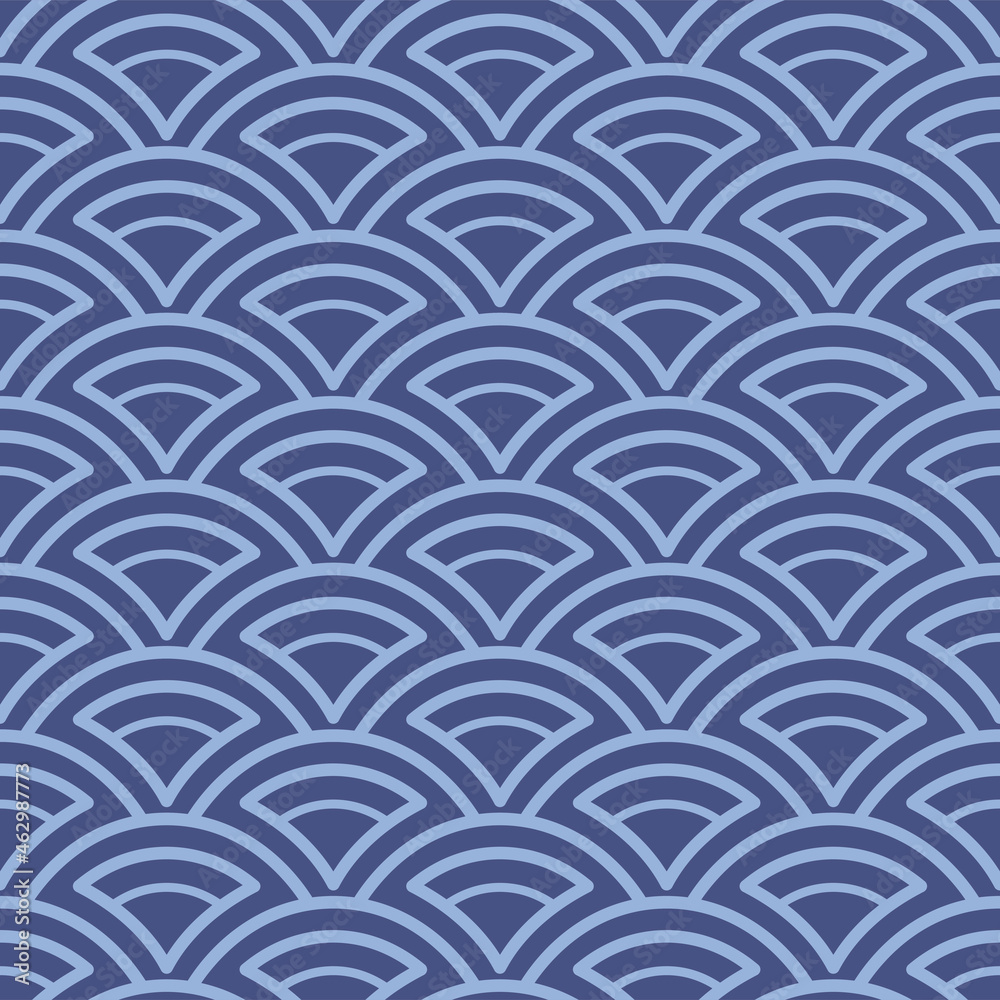 Japanese Fan Wave Vector Seamless Pattern
