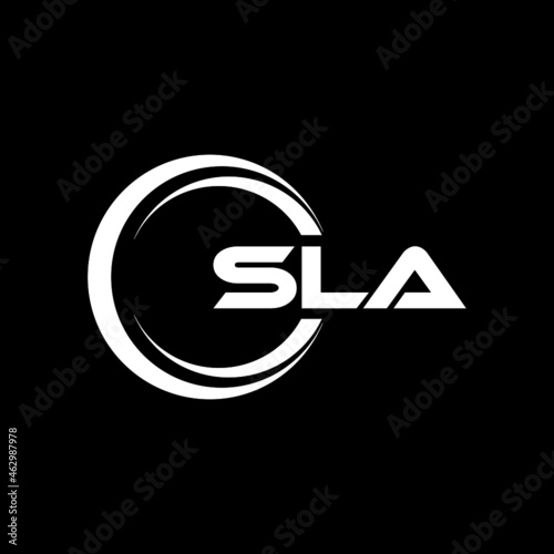 SLA letter logo design with black background in illustrator, vector logo modern alphabet font overlap style. calligraphy designs for logo, Poster, Invitation, etc.