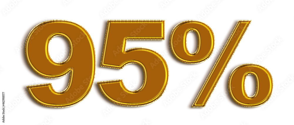 95 Percent off 3d Sign on White Background