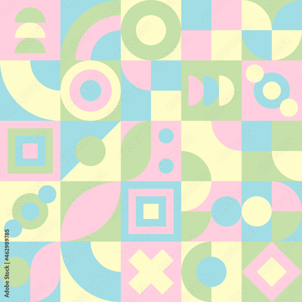 Vector Graphic of Neo Geo Design Pattern with Unique Geometry Shapes. Pink Blue Green White Color Theme. Calm Color Background Template. Good for Flyer, Poster, Print, Banner, Textile, Wallpaper Vector Graphic of Neo Geo Design Pattern with Unique Geometry Shapes. Pink Blue Green White Color Theme. Calm Color Background Template. Good for Flyer, Poster, Print, Banner, Textile, Wallpaper