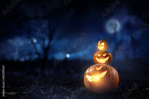 Halloween image with pumpkins . Mixed media © Sergey Nivens