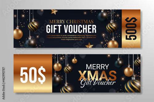 luxury merry christmas gift voucher template design