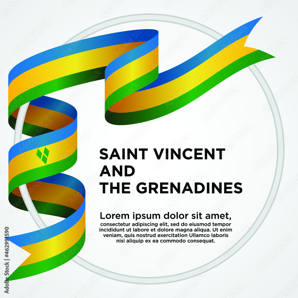 Saint Vincent And The Grenadines Independence Day, Waving ribbon with Flag of Madagascar, Template for Independence day. logo vector illustration. Saint Vincent And The Grenadines Independence Day, Waving ribbon with Flag of Madagascar, Template for Independence day. logo vector illustration.