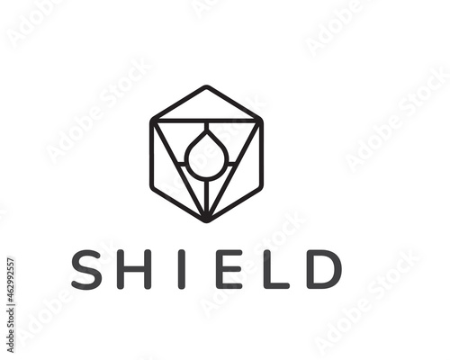 shield logo dice logo water logo vector line art