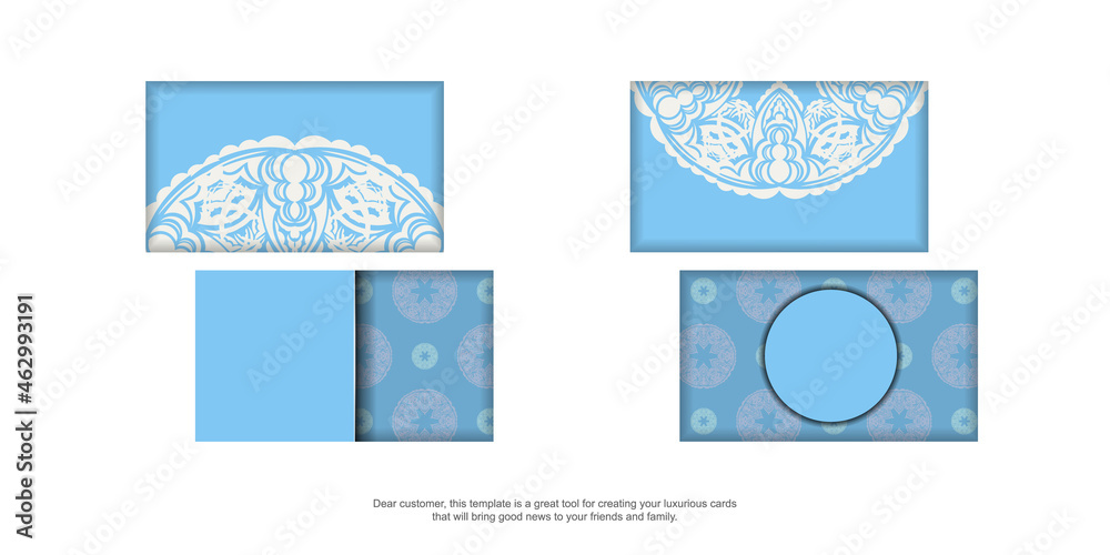 Light blue business card with abstract white pattern for your personality.