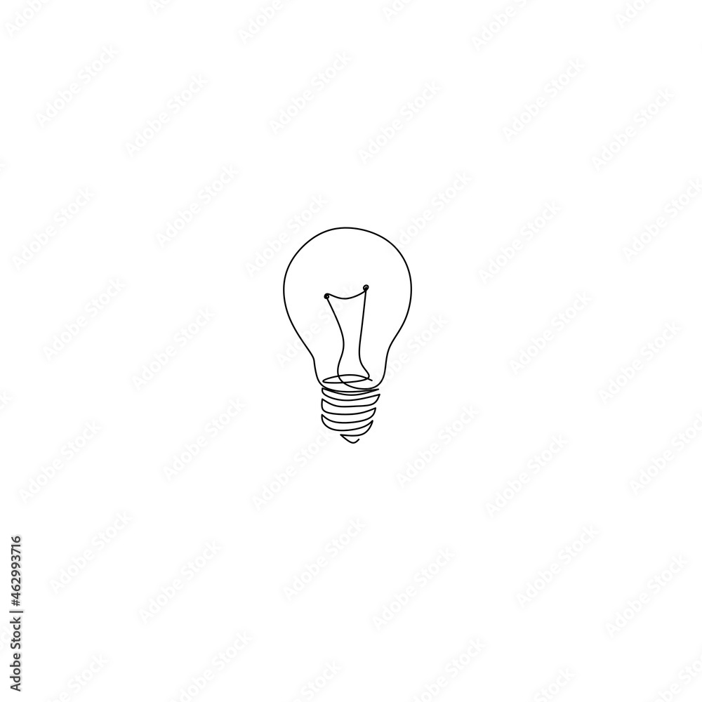 Continuous line drawing of bulb, object one line, single line art, technology deaign, vector illustration Continuous line drawing of bulb, object one line, single line art, technology deaign, vector illustration
