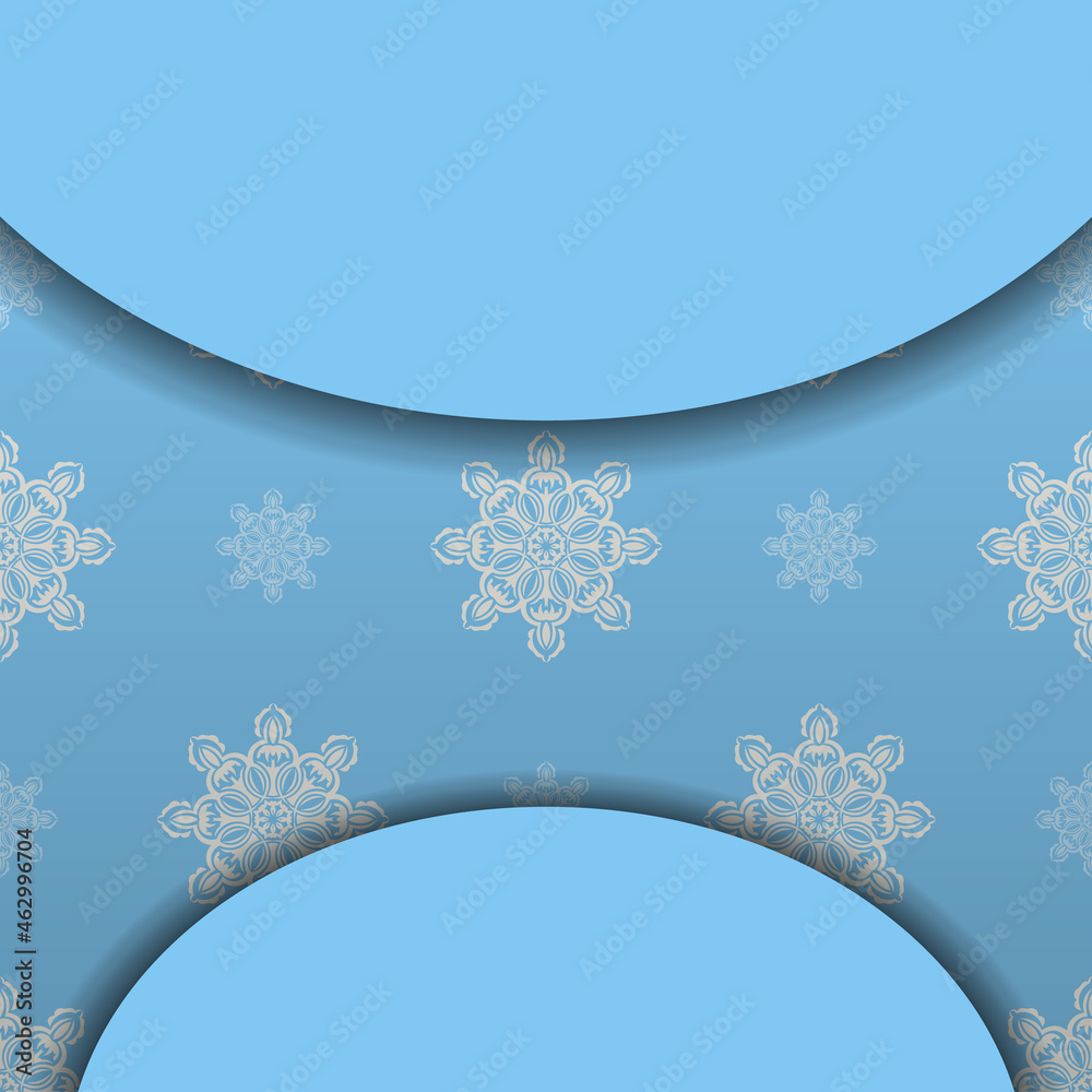 Blue banner with vintage white ornament for design under your logo
