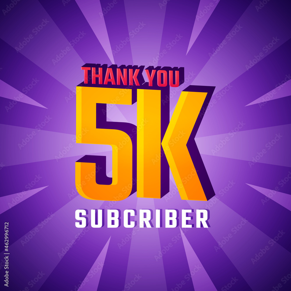 Thank You 5 K Subscribers Celebration Background Design. 5000 Subscribers Congratulation Post Social Media Template.