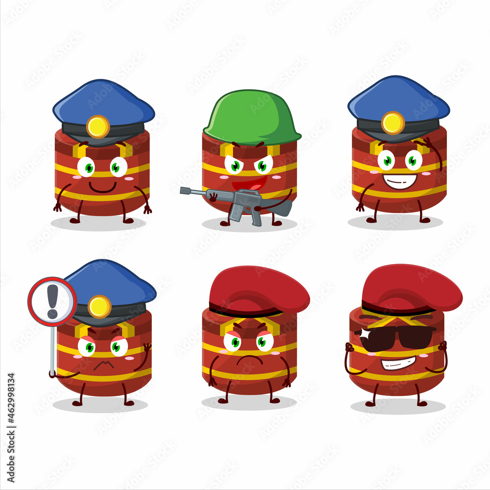 A dedicated Police officer of red round gift mascot design style A dedicated Police officer of red round gift mascot design style