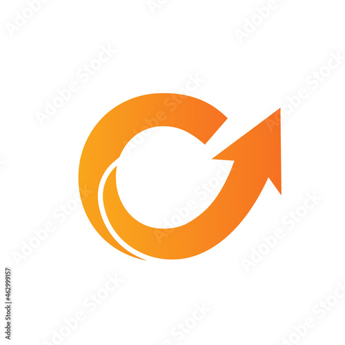 Financial Marketing Logo On Letter C, Initial Growth Arrow Concept. Fundraising Financial And Accounting Management Logo Design Template
