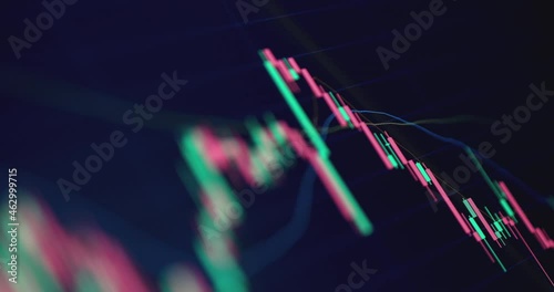 4K Video Close up stock trading chart on digital screen. Concept for financial investment and stock market. photo