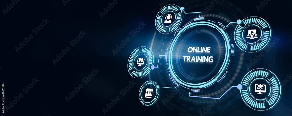 Fototapeta premium Business, Technology, Internet and network concept. Coaching mentoring education business training development E-learning concept. 3d illustration