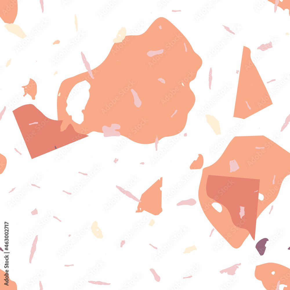 Terrazzo seamless pattern. Orange realistic