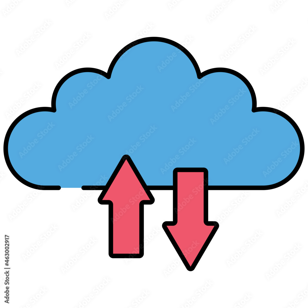 Two way arrows with cloud, icon of cloud data transfer Two way arrows with cloud, icon of cloud data transfer