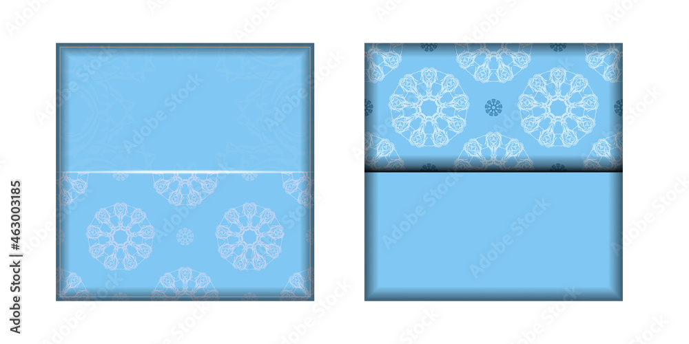 Naklejka premium Greeting card in light blue with vintage white pattern for your brand.