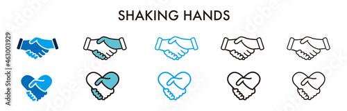shaking hands line icon vector