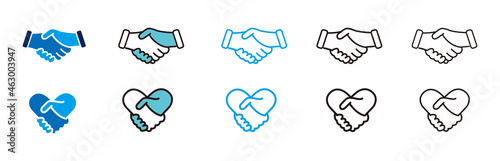 shaking hands line icon vector