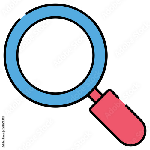 Research tool icon in flat design, magnifying glass vector