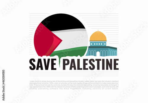 Save Palestine. Free Palestine flag wallpaper, flyer, banner vector illustration. Designing element for placard, poster, banner, t-shirt, print.