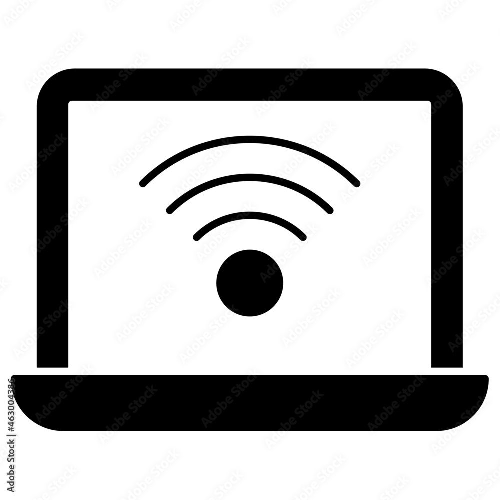 Wifi signals inside laptop, concept of connected laptop Wifi signals inside laptop, concept of connected laptop