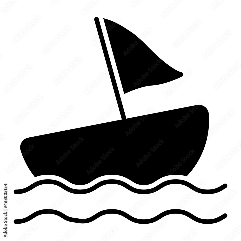 Water transport icon, solid design of boat Water transport icon, solid design of boat