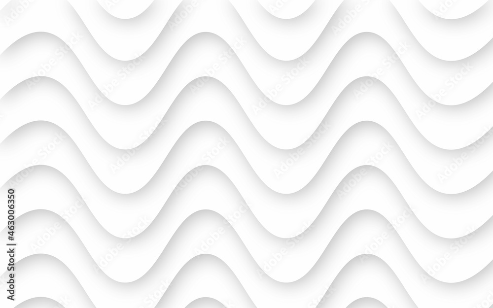White seamless texture. Wavy background. Interior wall decoration. 3D Vector interior wall panel pattern. Abstract grey background of wavy lines. White seamless texture. Wavy background. Interior wall decoration. 3D Vector interior wall panel pattern. Abstract grey background of wavy lines.