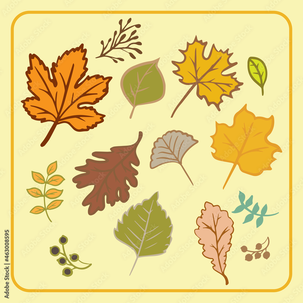Naklejka premium autumn leaf bundle vector image for season or holiday concept