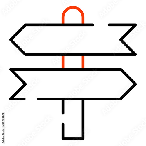 Direction post icon in linear design, road board vector