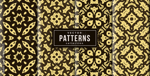 pattern ornament style batik color set of four. seamless background set