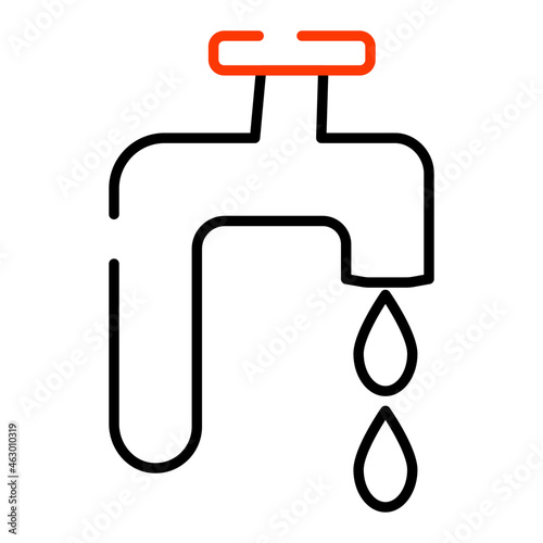 Water tap vector, icon of plumbing