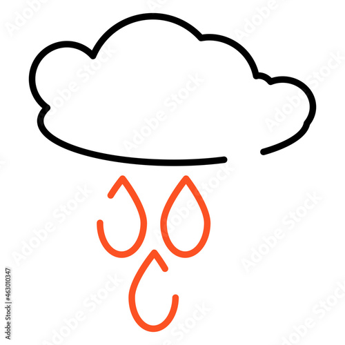 Cloud with raindrops, icon of rainfall