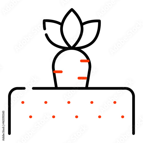 A creative design icon of carrot cultivation