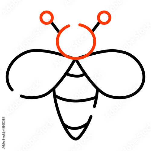 A linear design icon of honey bee 