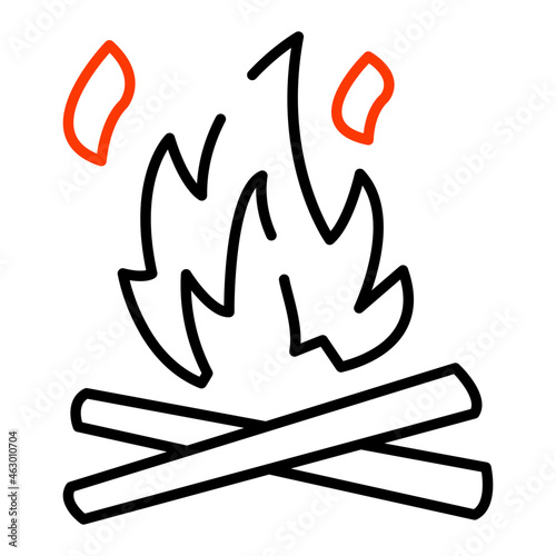 An icon design of wood burning