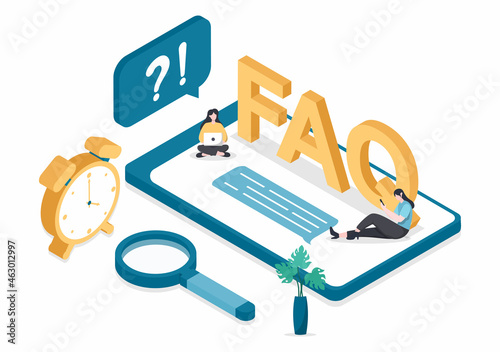 FAQ or Frequently Asked Questions for Website, Blogger Helpdesk, Clients Assistance, Helpful Information, Guides. Background Vector Illustration
