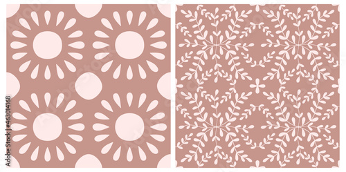 Tile portugal flower seamless pattern. Dusty rose color geometric background. Traditional azulejo repeat ornament. Vector monochrome pattern.Abstract vintage print for fabric,packaging.Scrapbook paper