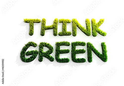 3d green grass and think green text