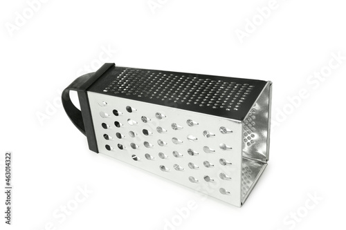 Metal grater isolated on white background, close up photo