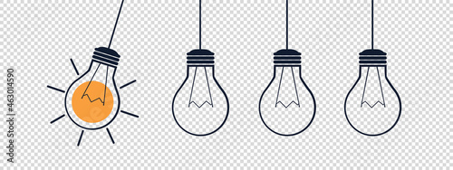 Lightbulbs Idea Strategy Concept - Vector Illustration Isolated On Transparent Background