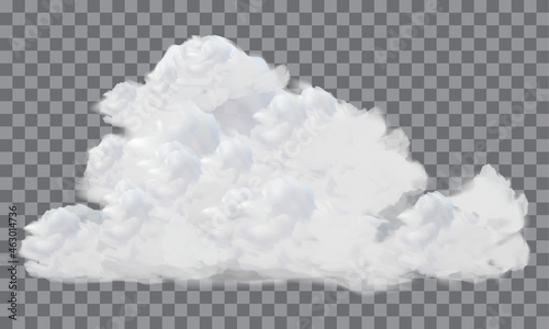 Vector of realistic white cloud on transparent background.