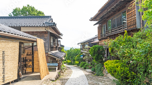 Old Japanese road, Nakasendo's station town, Magome-jyuku. Magome is an ancient postal town in the Kiso Valley. During the Edo period. photo