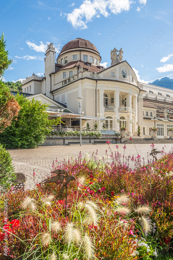 View at the Building of Spa (Kurhaus) in Merano, Italy