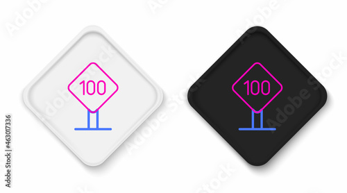 Line Speed limit traffic sign 100 km icon isolated on white background. Colorful outline concept. Vector © Iryna