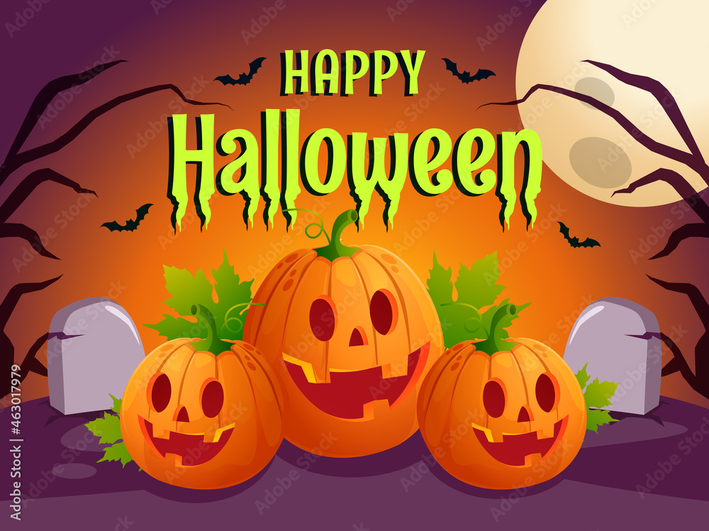 Happy Halloween with pumpkin background design