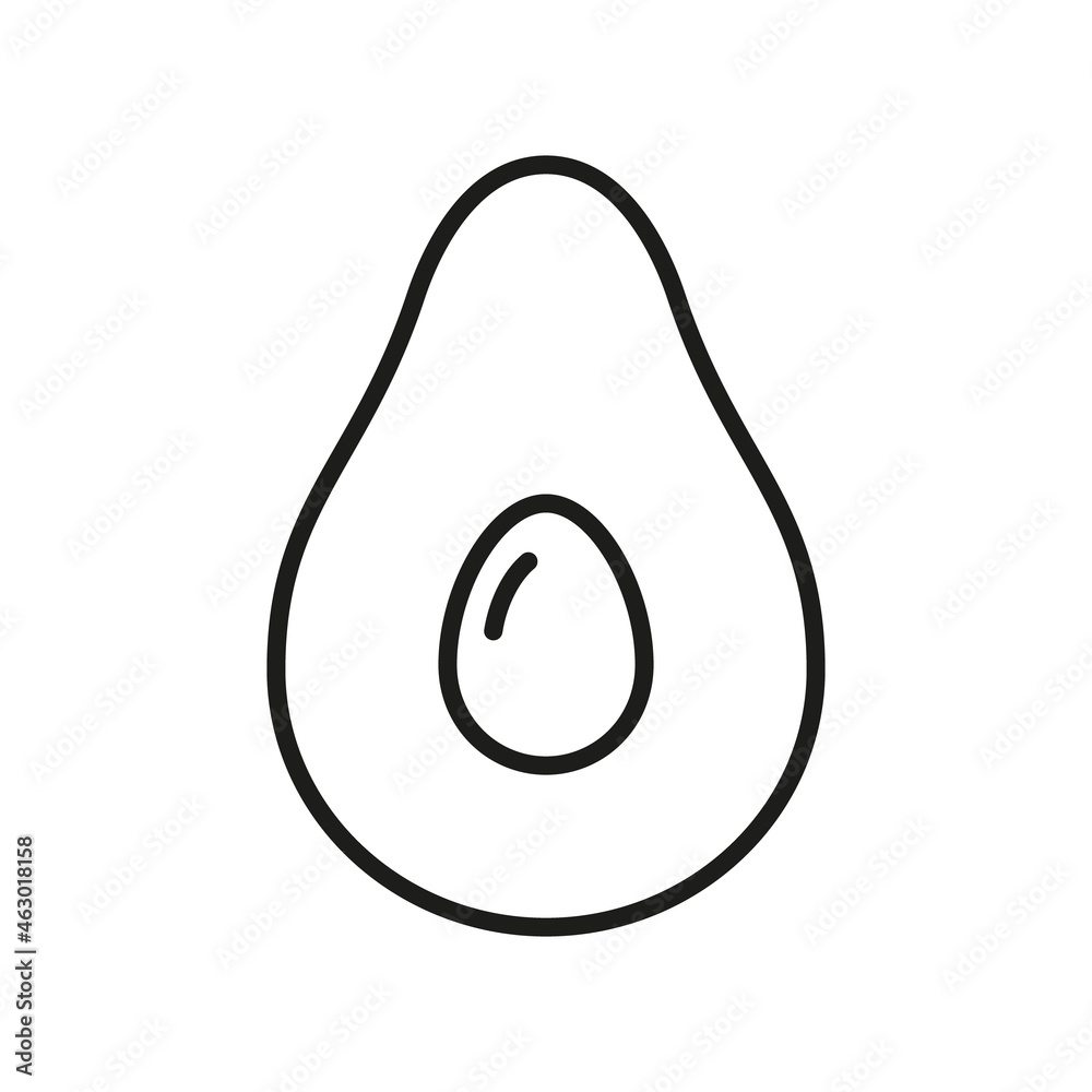 Avocado icon. Half an avocado with a seed. Vector illustration isolated on white background. Avocado icon. Half an avocado with a seed. Vector illustration isolated on white background.