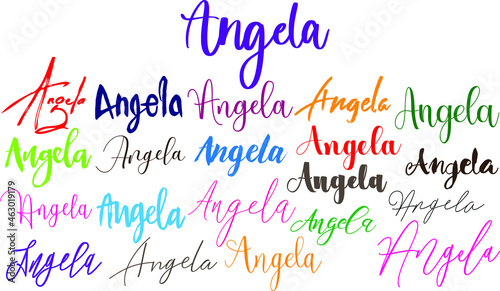 Angela Girl Name in Multi Fonts Typography Text photo